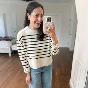 Universal thread Classic Striped Sweater - Cream and Black